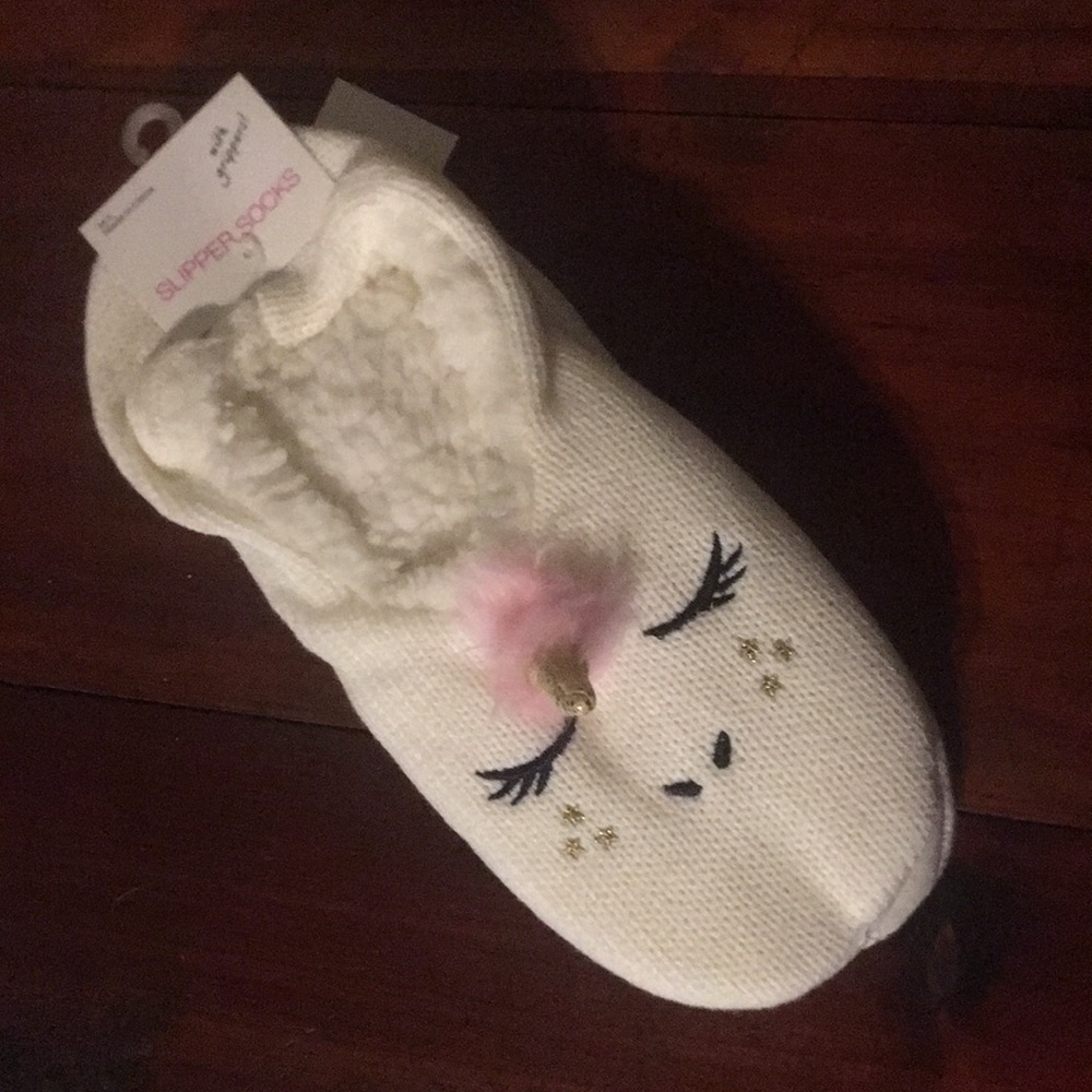 Unicorn Slipper Socks with Grippers Sz M/L